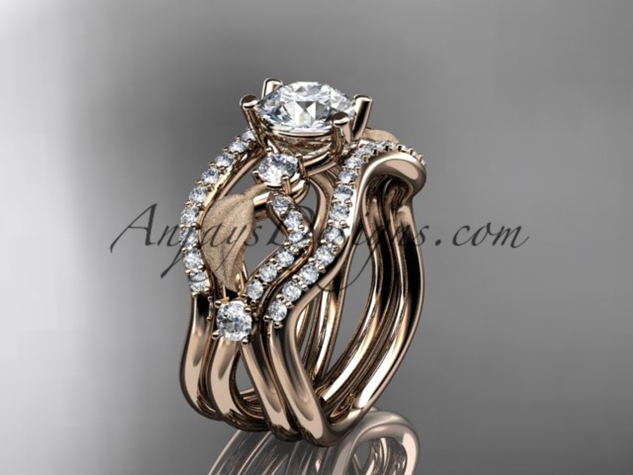 Unique Rose Gold Vine & Diamond Ring