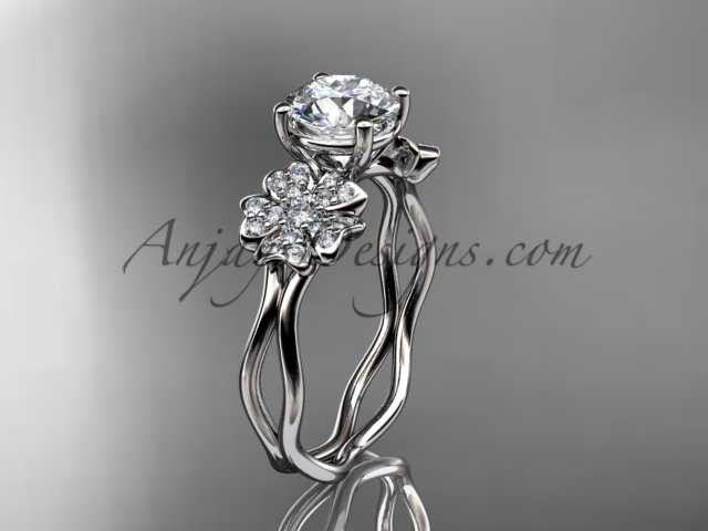 ヒナタ Moissanite Platinum Cherry Blossom Engagement Ring