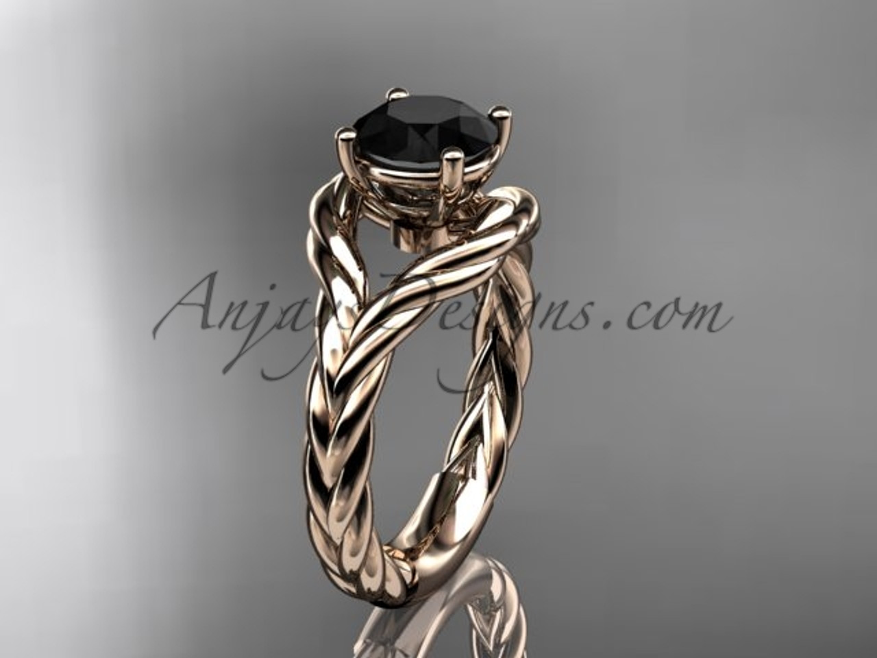 Black Diamond Ring, Platinum Twisted Rope Bridal Ring RP8181