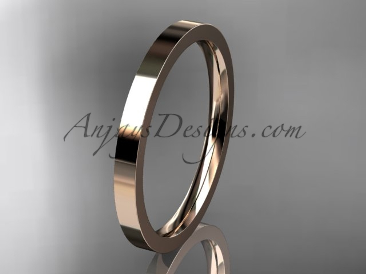 14k Rose Gold Plain Wedding Band 2mm Wb50302g