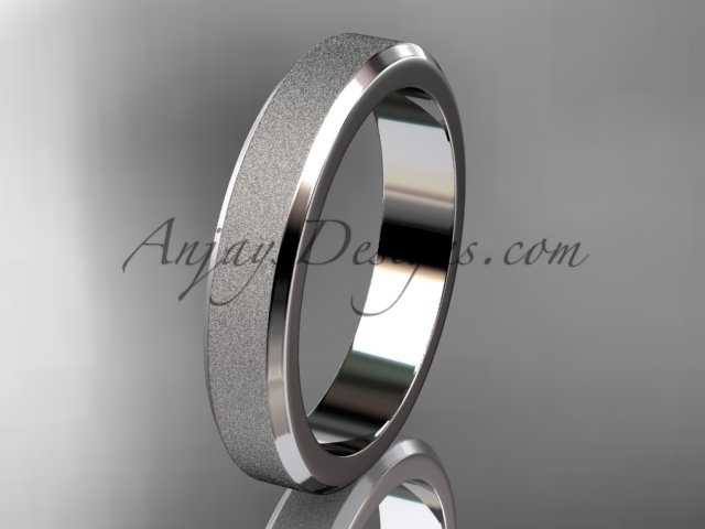 Platinum matte 4mm plain wedding band for men WB50704G