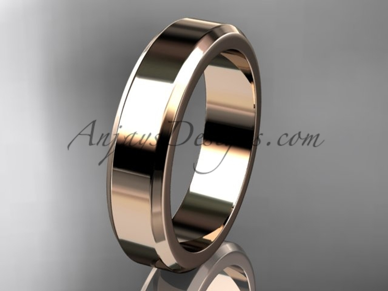 14k rose gold plain 5mm wide engagement rings for men WB50705G