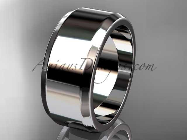 14kt White Gold 9mm plain wedding band for men WB50709G