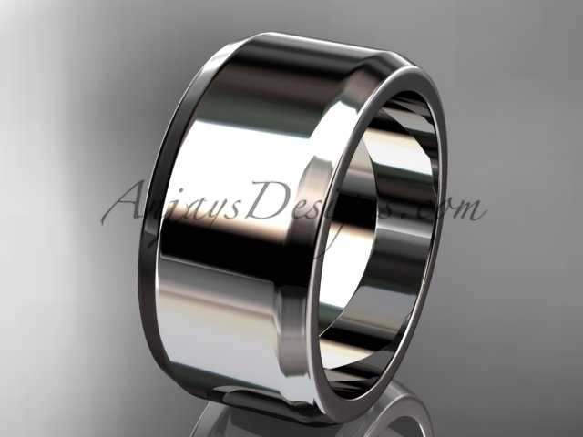 14kt White Gold 10mm plain wedding band for men WB50710G