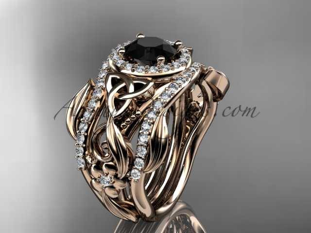 Double Band Black Diamond Ring 14kt Rose Gold Ring CT7300S