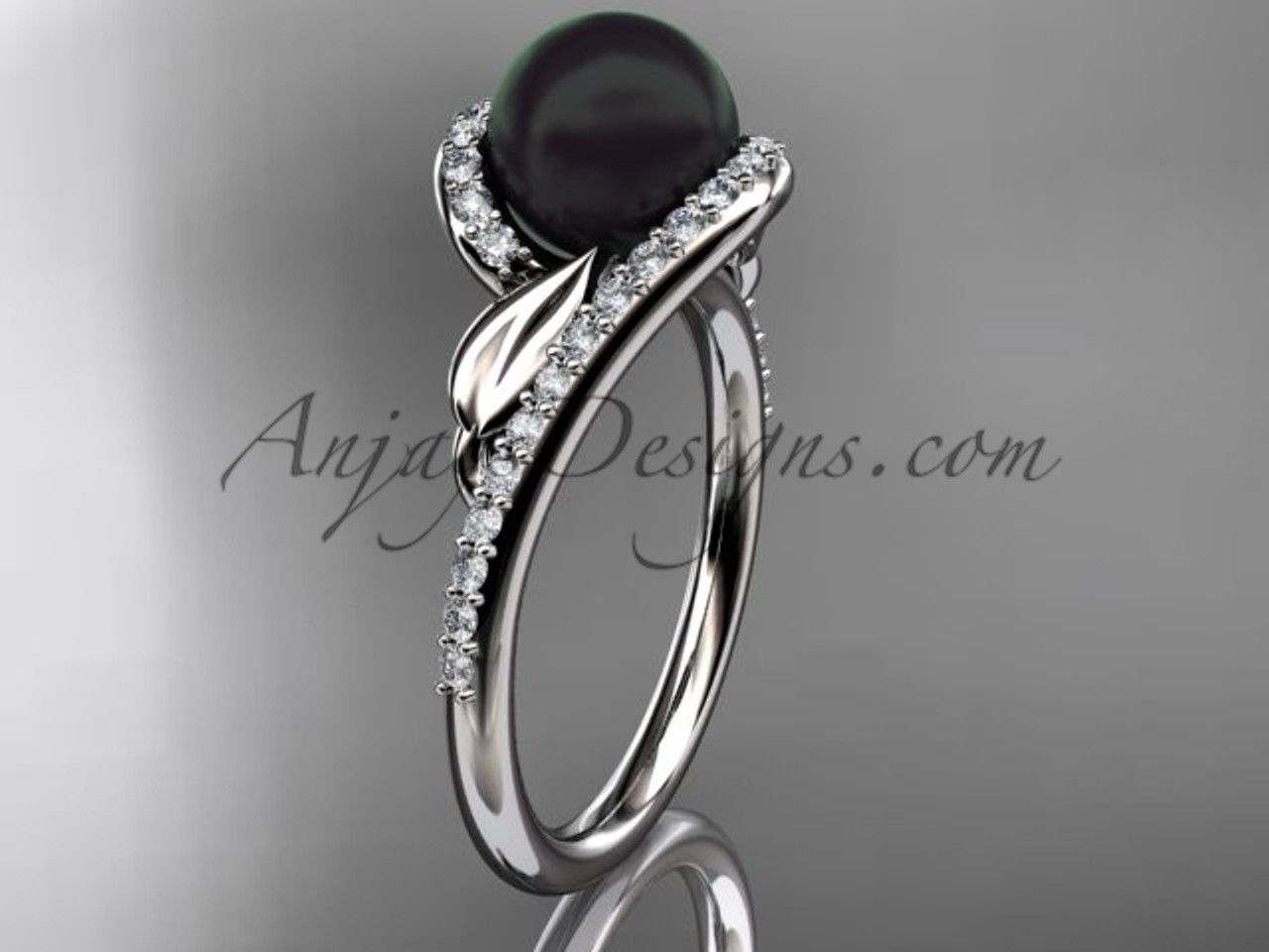 Retro Atomic Black Pearl and Diamond Ring