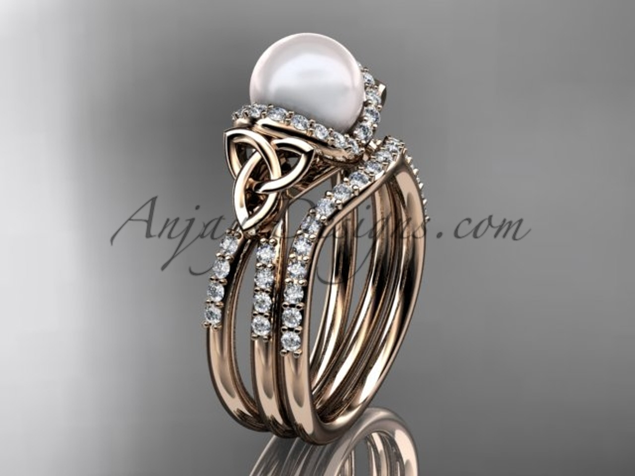 Pearl Ring | Gold Pearl and Diamond Ring | Adjustable Rings for Women