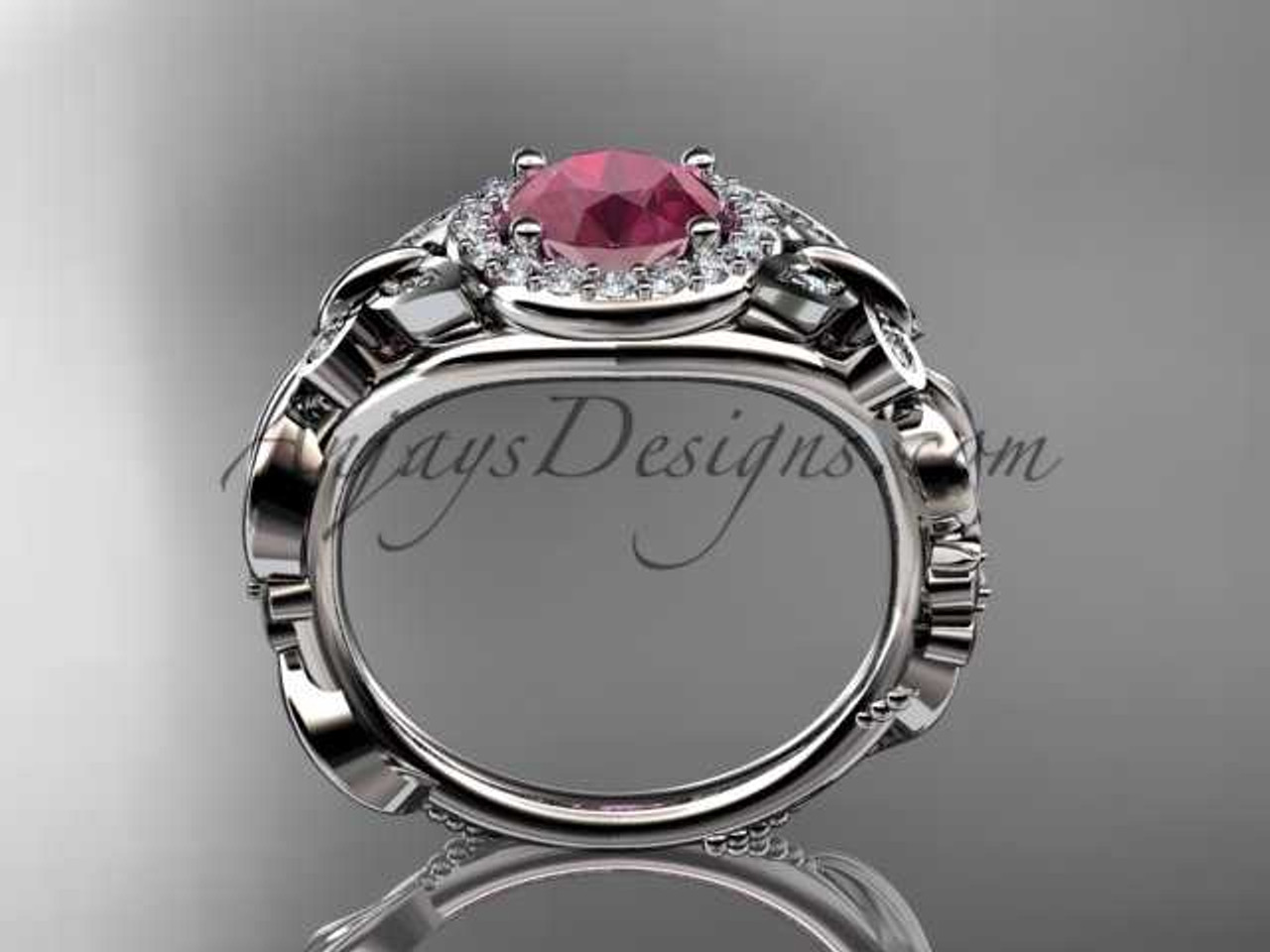 July's Birthstone Rings White Gold Ruby Wedding Ring ADRB525