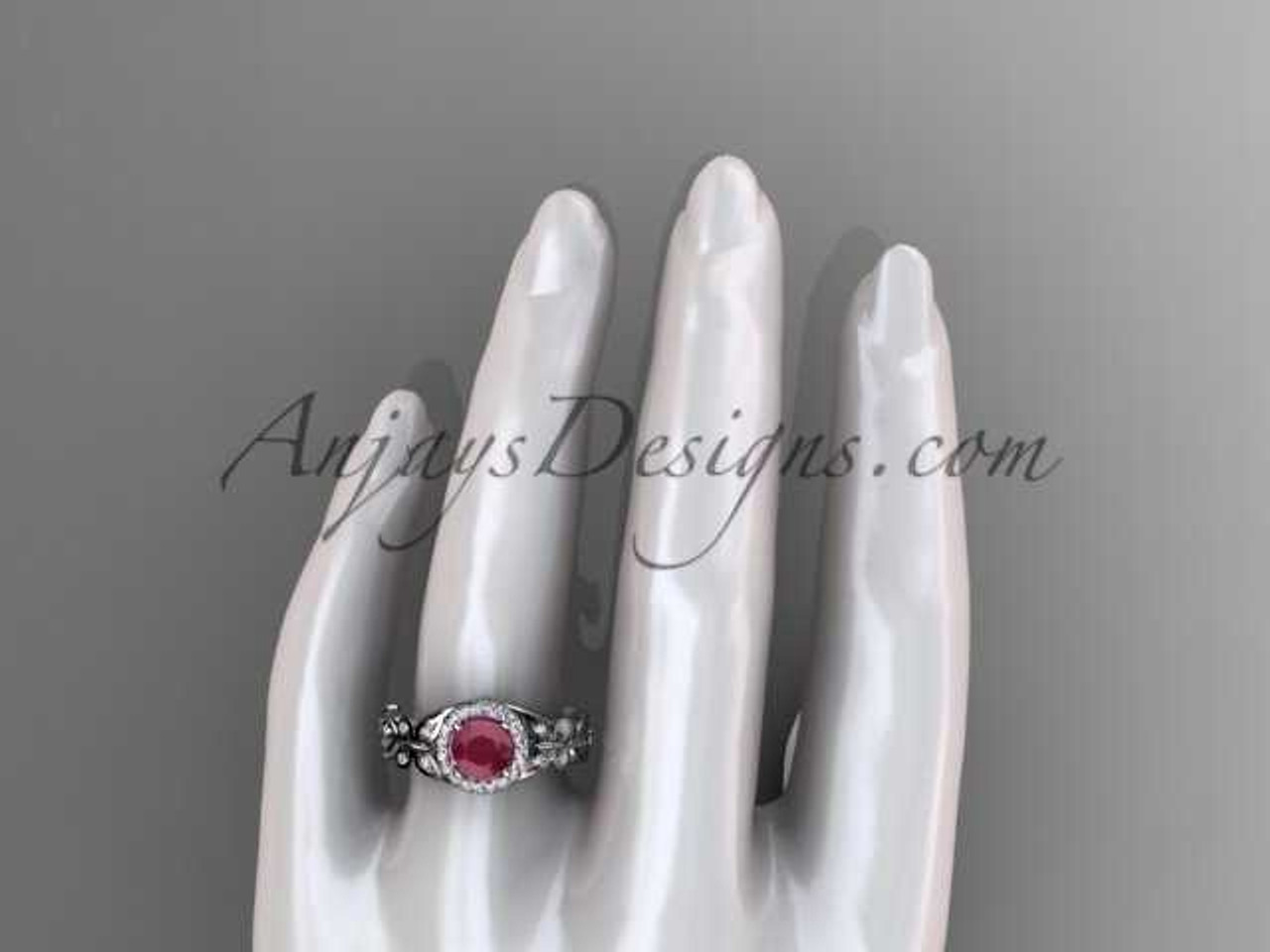 July's Birthstone Rings White Gold Ruby Wedding Ring ADRB525