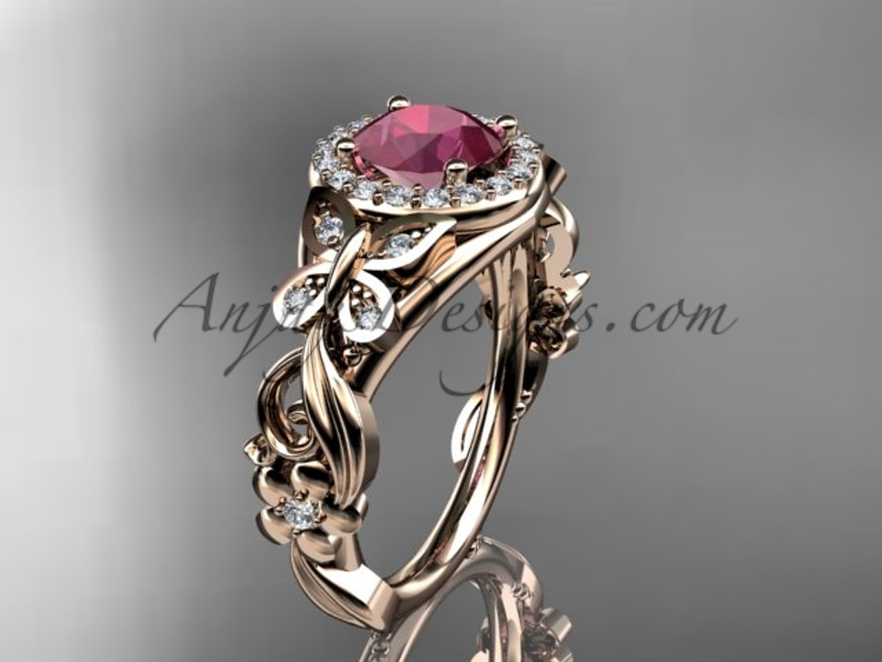 Oval Cut Ruby & Diamond Birthstone Ring In 14K Rose Gold – EWedded