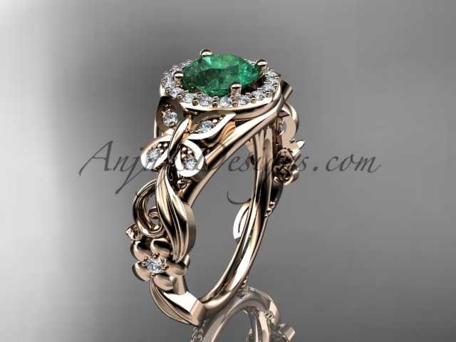 May's Birthstone Rose Gold Emerald Rings ADEM525