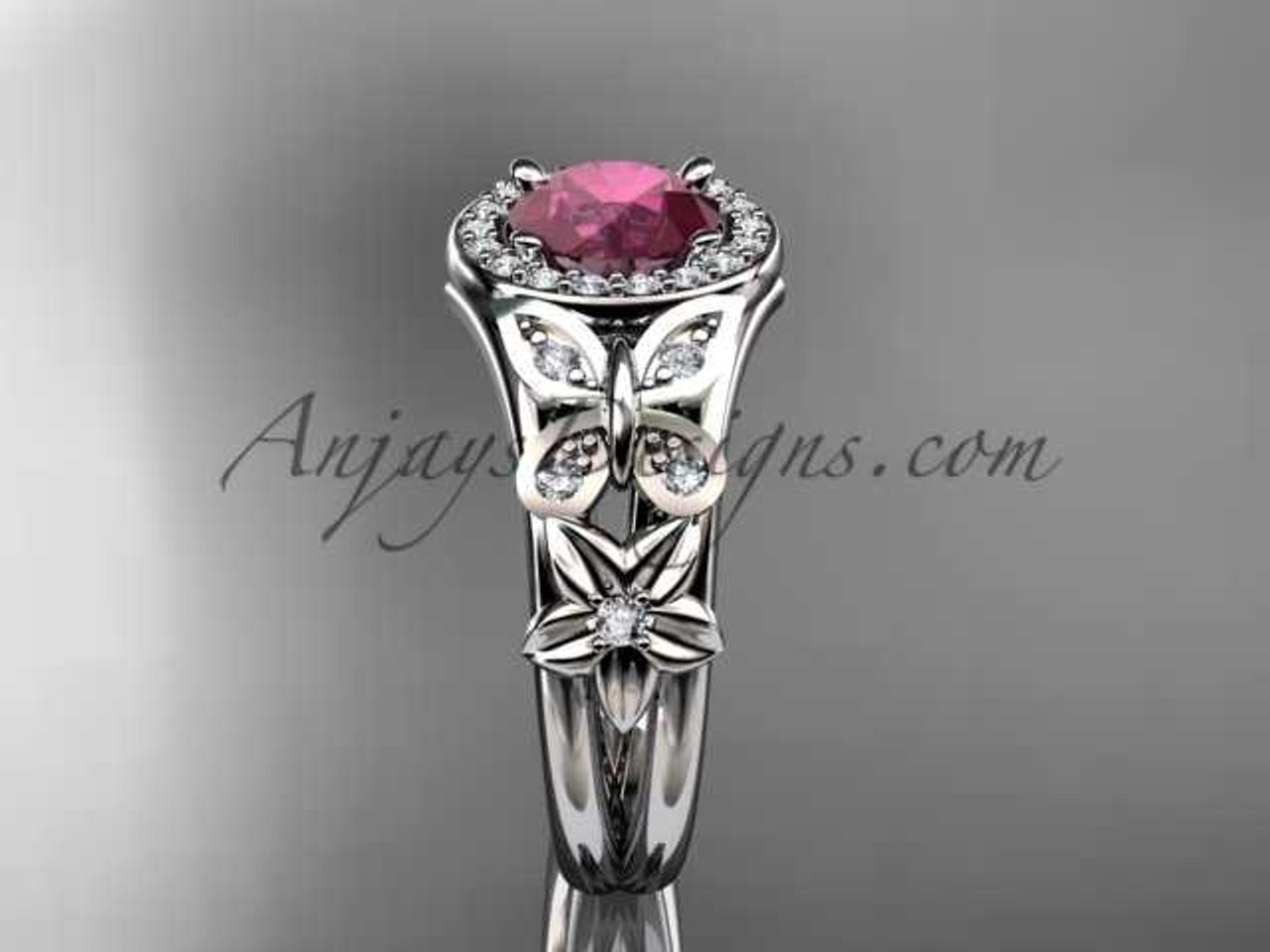 ★ ruby ★ July's Birthstone Rings White Gold Ruby Wedding Ring ADRB525