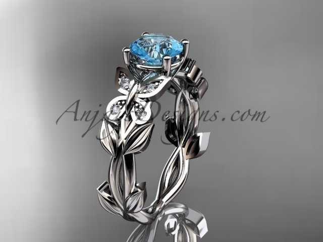 Aquamarine Wedding Rings White Gold Butterfly Ring ADAM526
