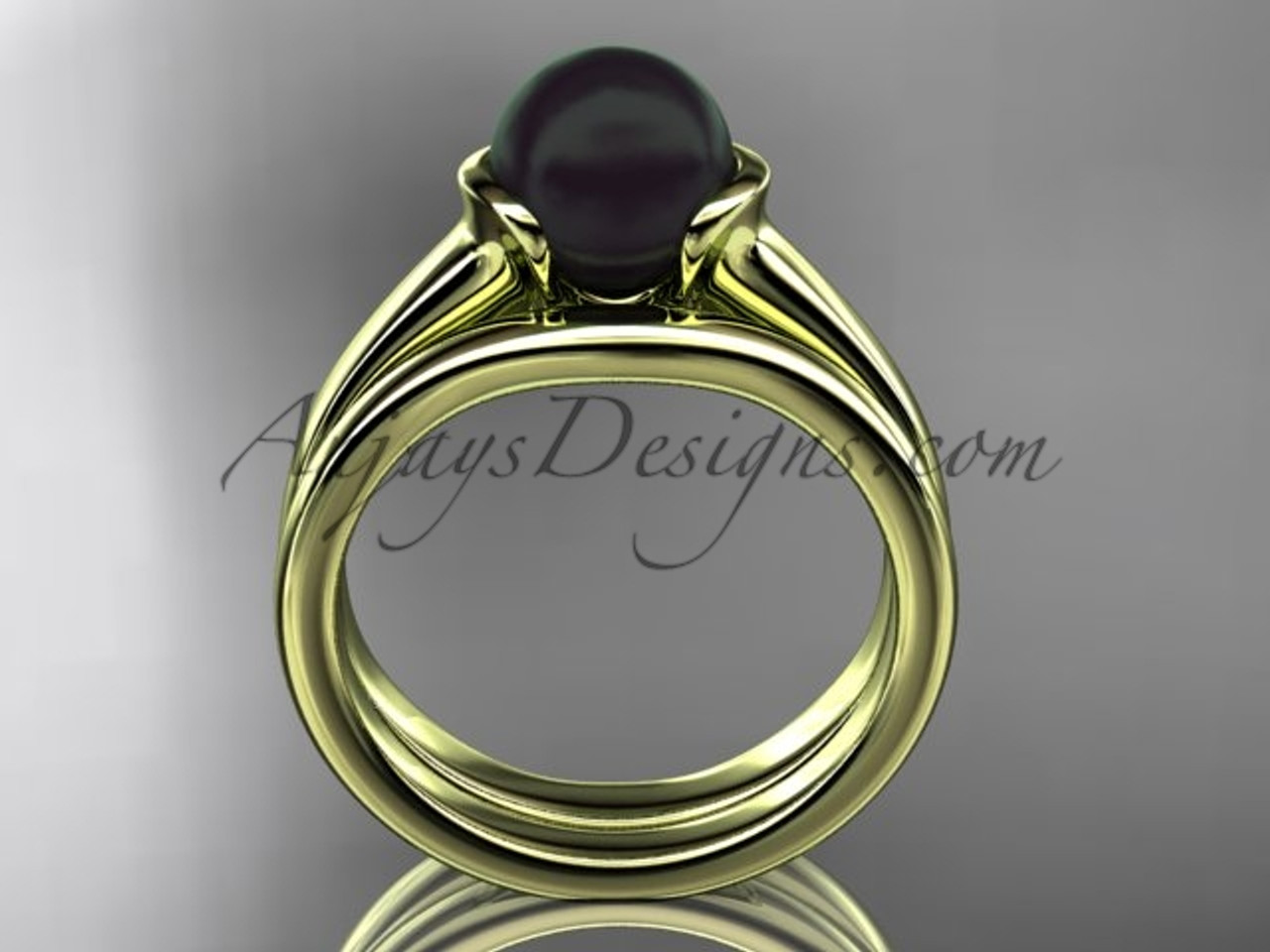 Princess Black Diamond Antique Style Engagement Ring Set