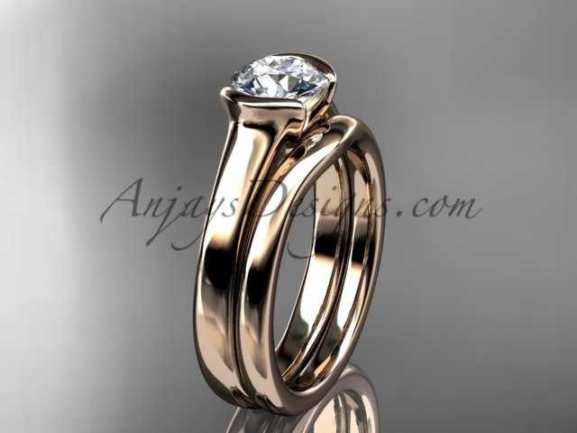 Simple Wedding Ring Sets Rose Gold Moissanite Ring VD10016S