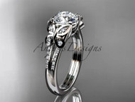 Engagement Rings With Special Butterfly Stone Setting And Moissanite Center Stone