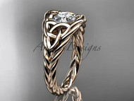 Unique Infinity and Trinity Knot Symbol Double Rope Engagement Ring with Center Stone Setting.