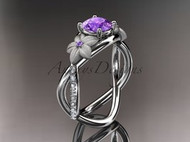 Amethyst Center stone ring with flower details