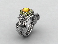 Unique sunflower ring, symbol of warm loyal marriage,