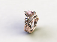 Unique Floral diamond Ring Set In Rose Gold and Morganite Center Stone.