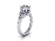 Trinity Knot Symbol Engagement And Wedding Ring, With Pick-a-Boo Diamond