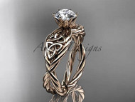 Infinity and Trinity Knot Symbol Double Rope Engagement Ring with Special Flower Blossom Center Stone Setting.