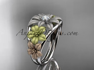 Nature Inspired Three Color Gold FLORAL Ring.