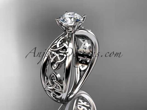 14kt white gold celtic trinity knot wedding ring, engagement ring CT7171