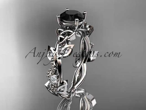 platinum celtic trinity knot engagement ring, wedding ring with a Black Diamond center stone CT759 platinum celtic trinity knot engagement ring, wedding ring with a Black Diamond center stone CT759