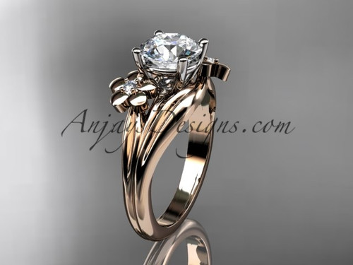 floral 14k rose gold moissanite  engagement ring ADLR159