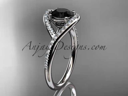 platinum diamond wedding ring, engagement ring with a Black Diamond center stone ADLR383