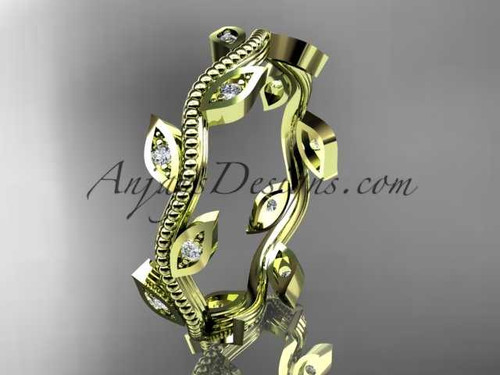 Leaf Wedding Band, Yellow Gold Nature Inspired Engagement Ring ADLR1BA
