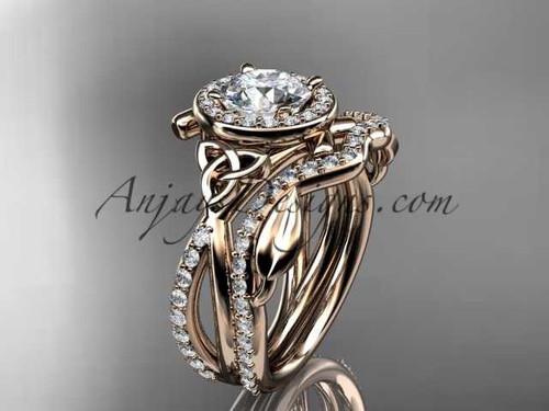 Glorious Celtic Knot Wedding Set, 14kt Rose Gold Triquetra Diamond Engagement Ring CT789S Glorious Celtic Knot Wedding Set, 14kt Rose Gold Triquetra Diamond Engagement Ring CT789S