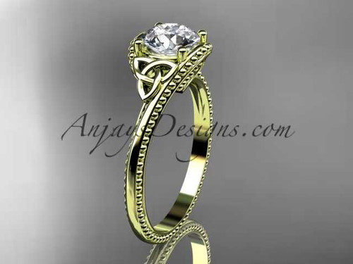 Celtic Dimond Ring Engagement Ring Irish Knot 1 Carat Lab Grown Diamond IGI Certified 14k Yellow Gold CT7322