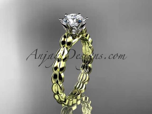 Perfect Moissanite Engagement Ring, 14kt Yellow Gold Amazing Bridal Ring ADLR35