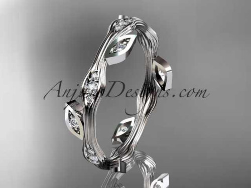 14k white gold diamond leaf and vine wedding ring,engagement ring,wedding band ADLR41B