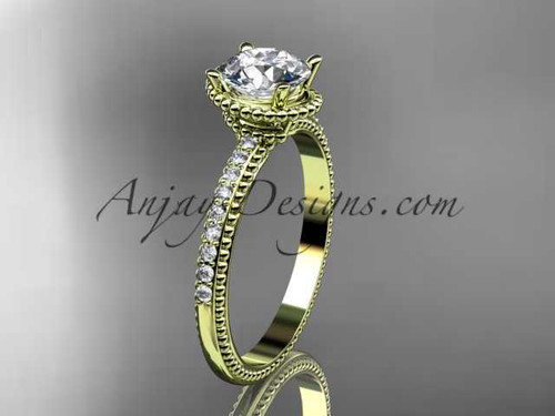 14kt yellow gold diamond unique engagement ring, wedding ring ADER86