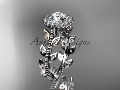 Stunning Engagement Rings White Gold Diamond Leaf Wedding Ring ADLR118