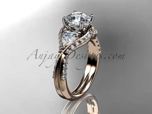 Elegant Diamond Engagement Ring, 14kt Rose Gold Wedding Ring ADLR319