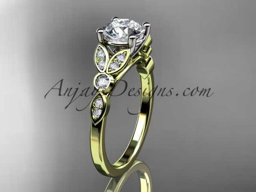 14k yellow gold unique engagement ring, wedding ring ADLR387