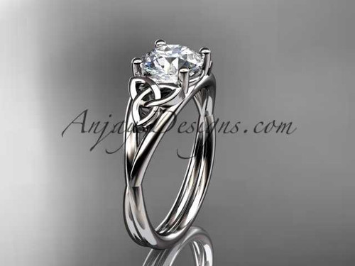 platinum celtic trinity knot wedding ring, engagement ring with a "Forever One" Moissanite center stone CT7189 platinum celtic trinity knot wedding ring, engagement ring with a "Forever One" Moissanite center stone CT7189