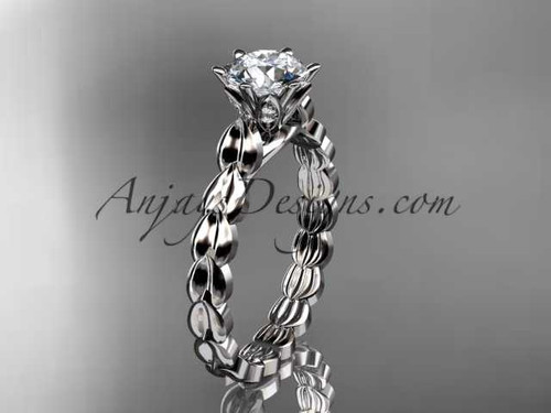 Nature Themed Engagement Ring, Stunning Platinum Leaf Bridal Ring ADLR35