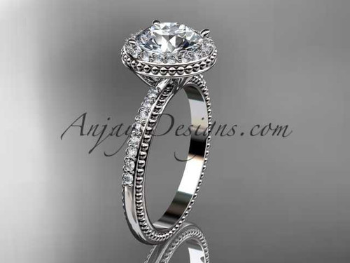 2ct lab grown diamond halo engagement ring, platinum milgrain 2ct lab grown diamond halo engagement ring, platinum milgrain