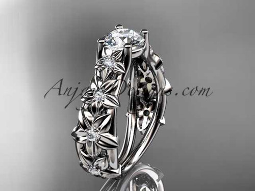 Glorious Floral Wedding Ring, Platinum Diamond Engagement Ring ADLR149