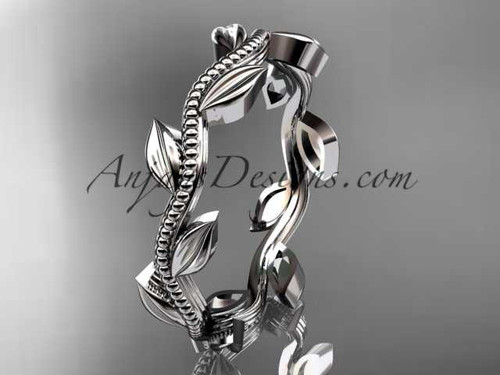 14k white gold leaf and vine wedding band,engagement ring ADLR4G