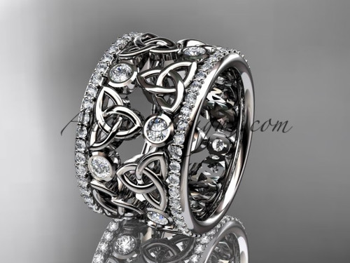 platinum diamond celtic trinity knot  wedding band, bridal ring CT7232B