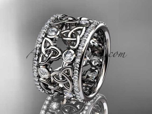 platinum diamond celtic trinity knot wedding band, bridal ring CT7232B