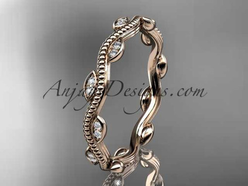 Stunning Leaf and Vine Engagement Ring, 14k Rose Gold Diamond Wedding Band and ADLR33B