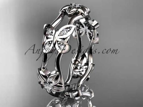 platinum diamond floral butterfly wedding band, engagement ring, wedding band ADLR153B