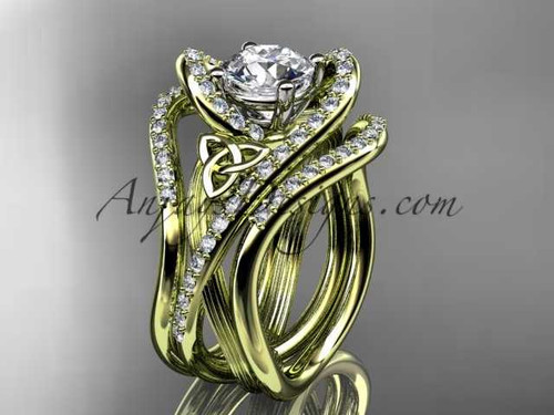 Celtic Knot Double Band Engagement Ring Set in 14kt Yellow Gold CT7369S